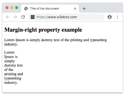 Um parágrafo com margem direita de 400px exibido mais estreito do que o texto ao redor