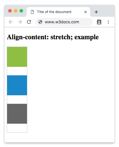 Propriedade CSS align-content com o valor stretch