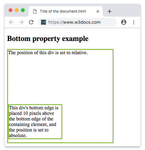 Propriedade CSS bottom com position absolute