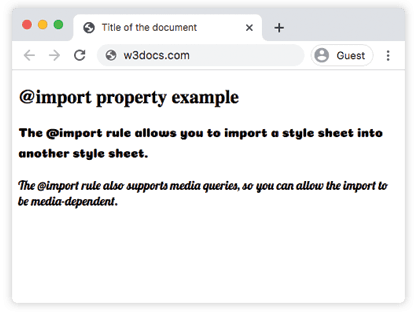Dois parágrafos estilizados com Google Fonts importadas via a regra CSS @import
