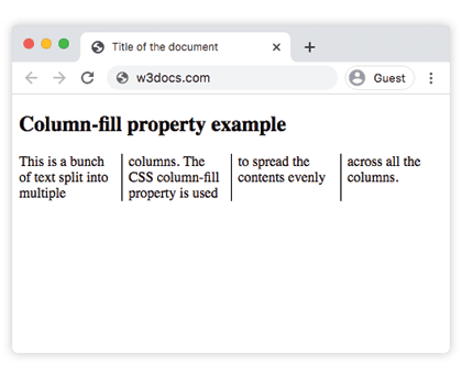 Exemplo de column-fill balance em CSS