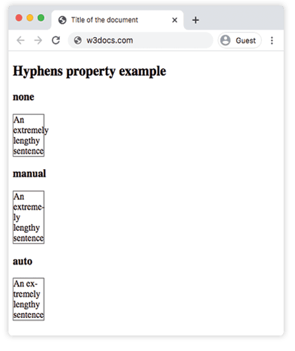 Propriedade CSS hyphens